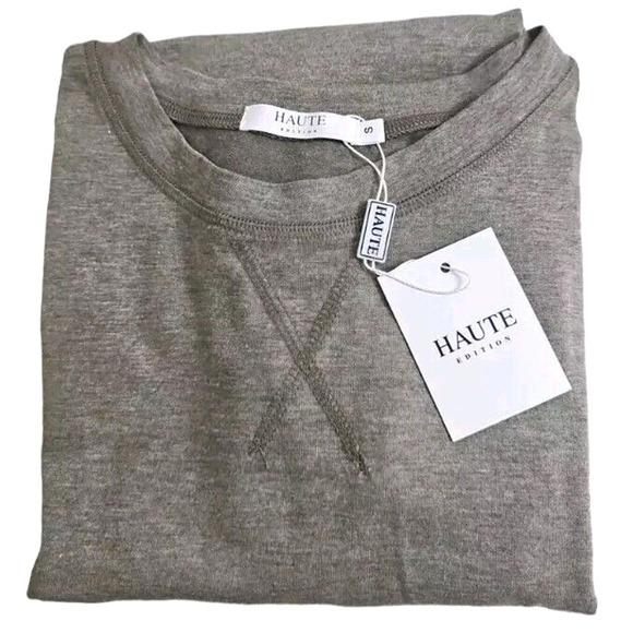 Haute Edition ~Woman Size S~ Green/Gray Short Sleeve T-Shirt Scoop Neck NWT. - Picture 4 of 9